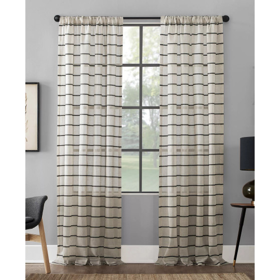 Twill Stripe Anti-Dust Curtain Panel, 52" x 63"