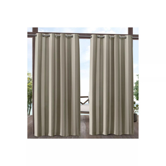 Canopy Stripe Indoor/Outdoor Grommet Top Curtain Panel Pair, 54" x 84"