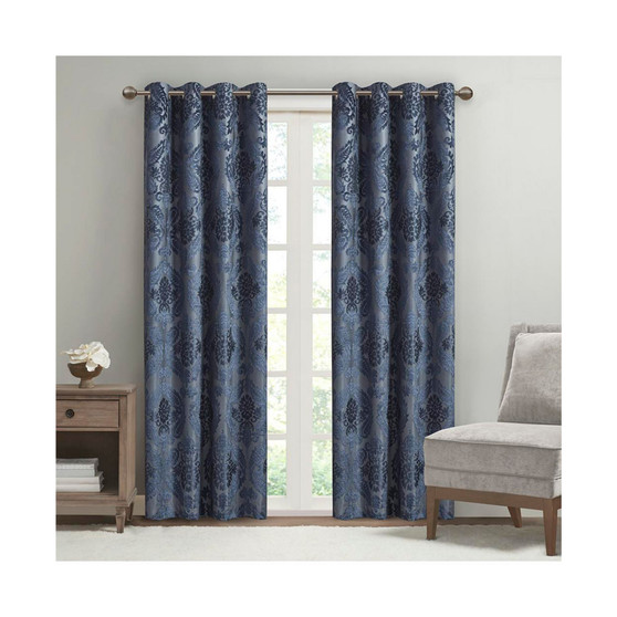 1-PC Total Blackout Grommet Top Curtain Panel, Navy - 108" Panel