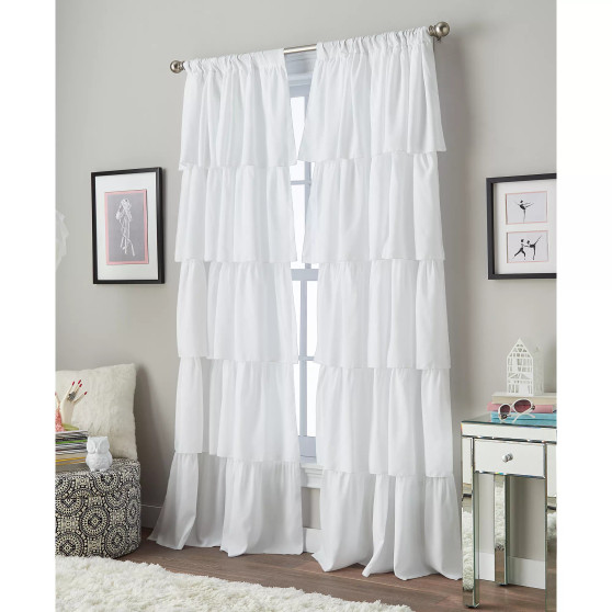 Ruffled Rod Pocket Single Curtain Panel, 42" x 63"