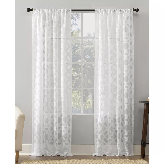 Yvette 52" x 63" Trellis Jacquard Sheer Curtain Panel