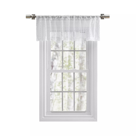 Stripe Lace Rod Pocket Curtain Valance 54"W x 15"L
