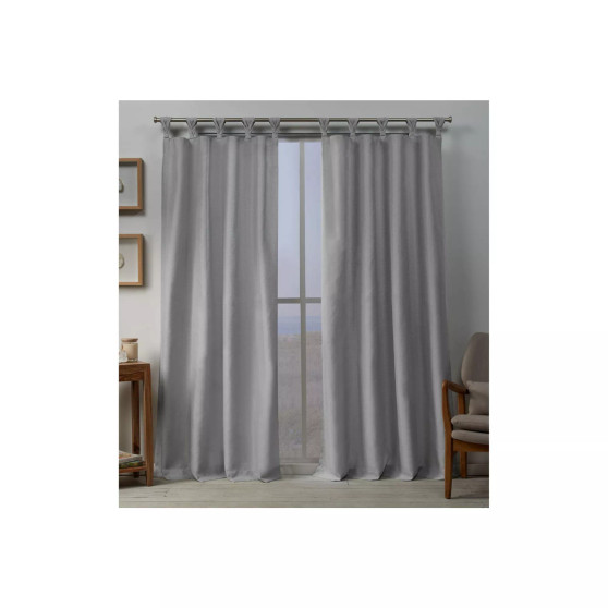 Loha Linen Braided Tab Top Curtain Panel Pair, 54" x 84"