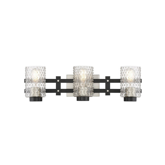 Colt 3-Light Bathroom Vanity Light in Matte Black with Satin Nickel