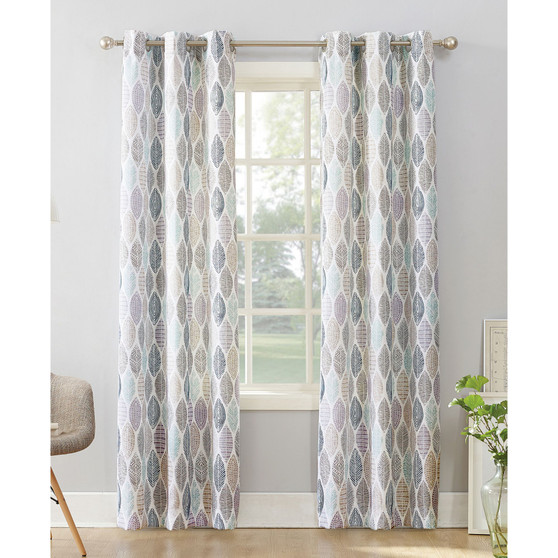 Mikko Leaf Print Semi-Sheer Grommet Curtain Panel, 40" x 63"