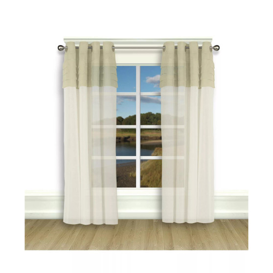 Geneva Pleated 2-Tone Grommet Curtain Panel 52"W x 72"L