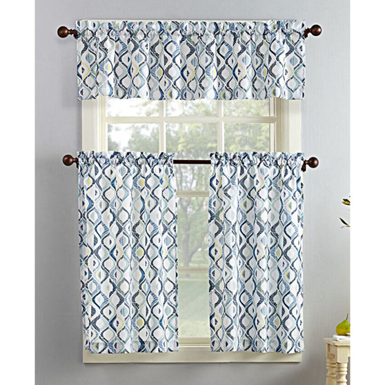 Barker 3-Piece Geometric-Print Kitchen Curtain Set