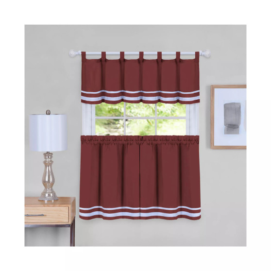 Dakota Window Curtain Tier Pair and Valance Set, 58x24