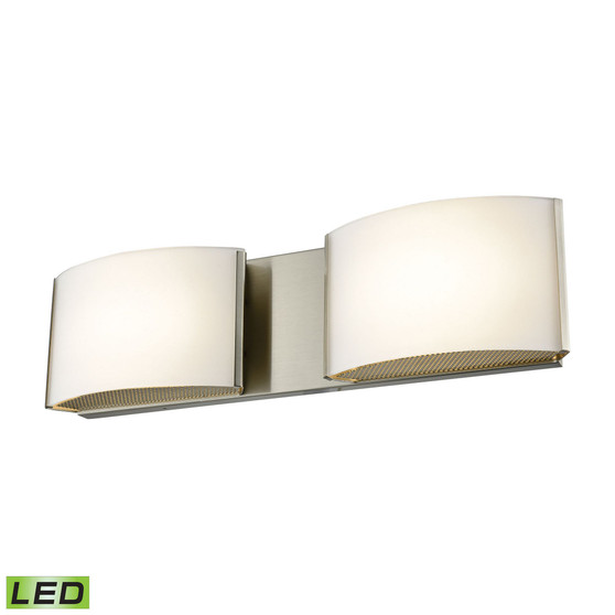 2 Light LED Vanity in Satin Nickel and Opal Glass