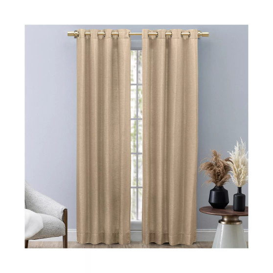 Grasscloth Lined Grommet Curtain Panel 54"W x 84"L