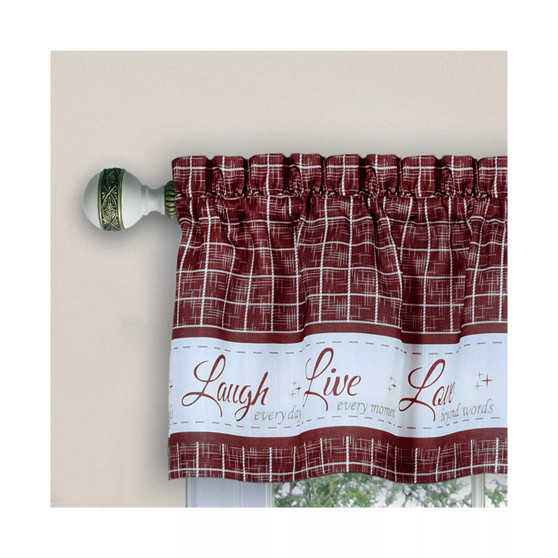 Live, Love, Laugh Window Curtain Tier Pair and Valance Set, 58x36