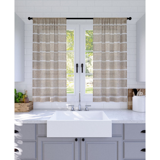 Twill Stripe Anti-Dust Cafe Curtain Pair, 52" x 36"