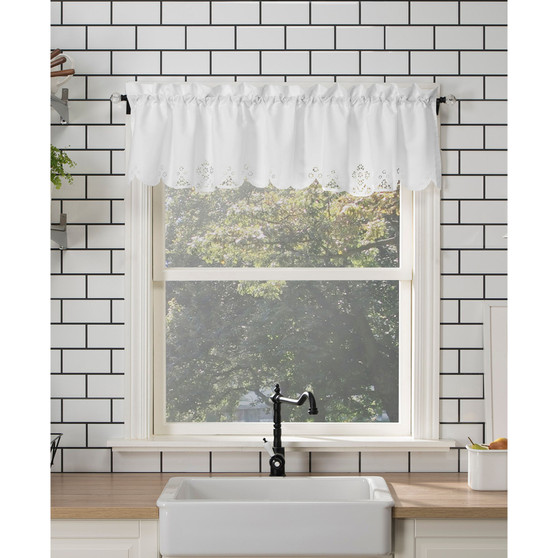 Mariela 58" x 14" Battenburg Lace Trim Window Valance
