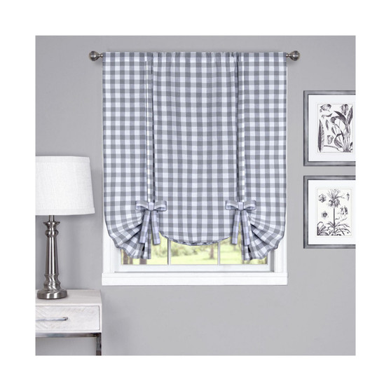 Buffalo Check Window Curtain Tie Up Shade, 42x63