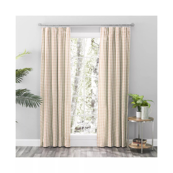 Checkmate Rod Curtain Pocket Pair w/Tie Backs 100"W x 63"L