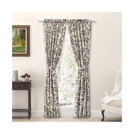 Waverly Gardens Tailored Curtain Panel Pair with tiebacks 84"W x 84"L