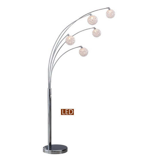 Manhattan Quan 84" 5-Arch Crystal Ball LED Floor Lamp with Dimmer