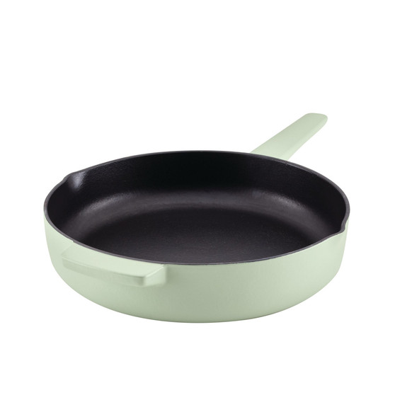 Enameled Cast Iron 12" Skillet with Helper Handle and Pour Spouts