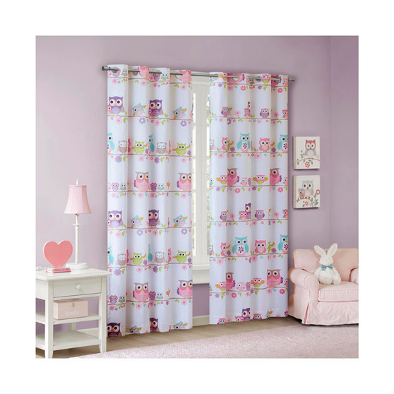 Owl Printed Blackout Window Curtain Panel, Multi - 50x84"