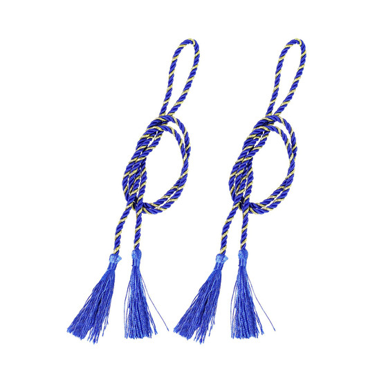 Indoor/Outdoor Rope Curtain Tiebacks - Blue - Set of 2