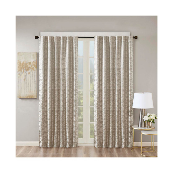 1-PC Marble Jacquard Total Blackout Curtain Panel, Grey/Silver - 50x95" Panel