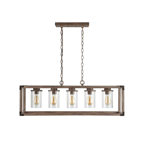 Zeniba 5-Light Linear Adjustable Rustic Farmhouse LED Pendant