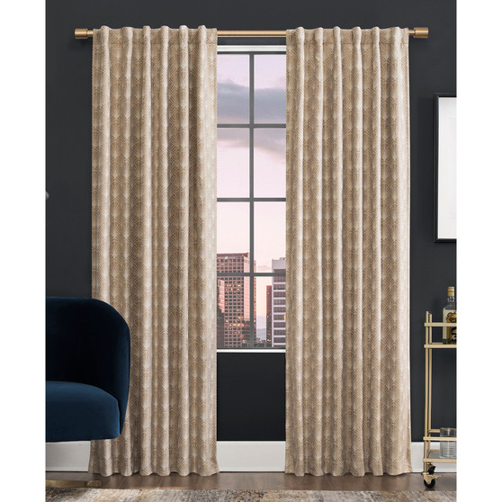 Montauk Art Deco 100% Blackout Back Tab Curtain Panel, 84" x 50"