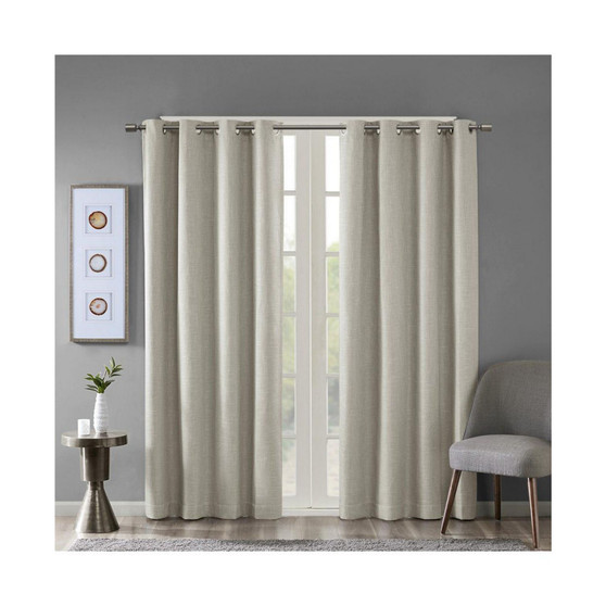 Maya Printed Heathered Blackout Curtain Panel Taupe 50x84"
