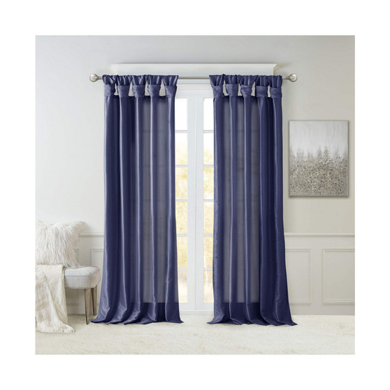 Emilia Twist Tab Lined Window Curtain Panel - 50x120" - Navy