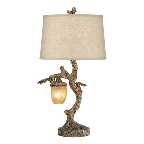Lodge Table Lamp with Acorn Nightlight