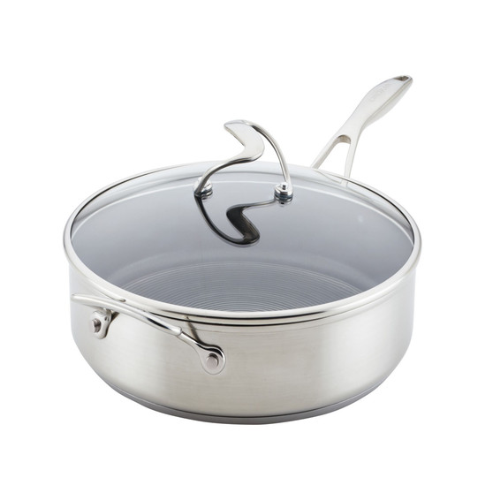 Stainless Steel 5 Quart Induction Saute Pan with Lid and Steelshield Hybrid Stainless and Non-stick Technology