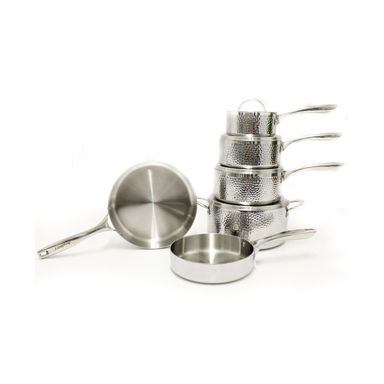 Hammered 10 Piece 3-Ply Stainless Steel Cookware Set
