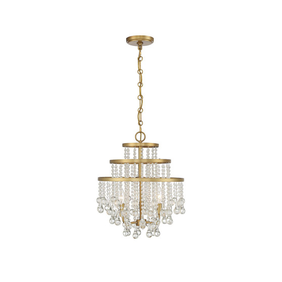 Luna 3-Light Mini Chandelier in Warm Brass