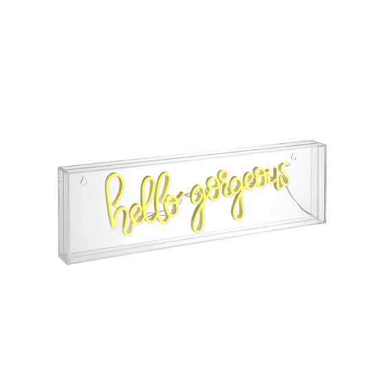 Hello Gorgerous Contemporary Glam Acrylic Box USB Operated LED Neon Light