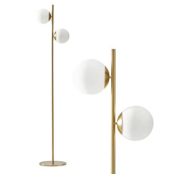 Sphere LED Modern Tree Floor Lamp with 2 Frosted Glass Globes