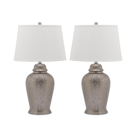 Set of 2 Metallica Ginger Jar Ceramic Table Lamps
