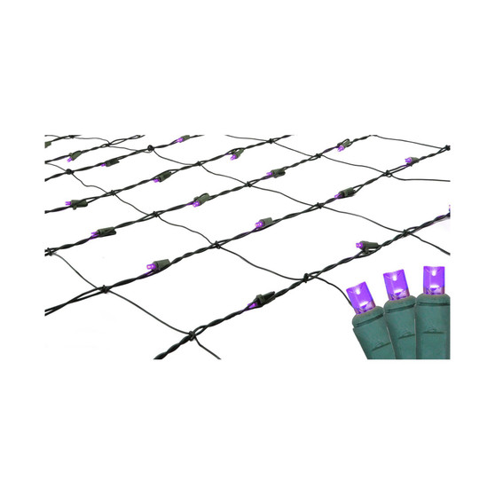 4' x 6' Purple LED Wide Angle Christmas Net Lights - Green Wire