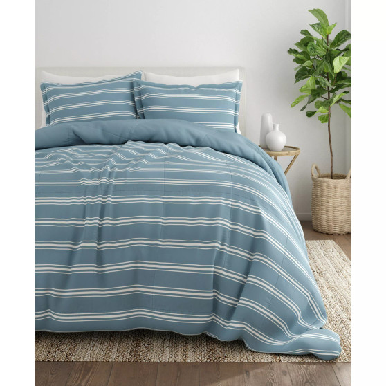 Home Collection 3 Piece Premium Ultra Soft Stripe Reversible Comforter Set, Queen