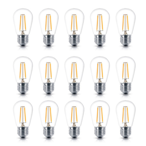 15 Pack Bulbs - S14 Bulb, E26 Base, 2 Watt, 3000K Neutral White Hue
