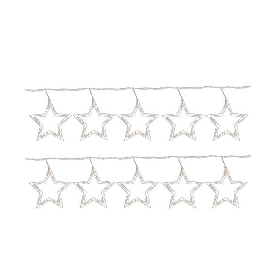 10-Count Clear Twinkling Star Icicle Christmas Lights 10ft White Wire