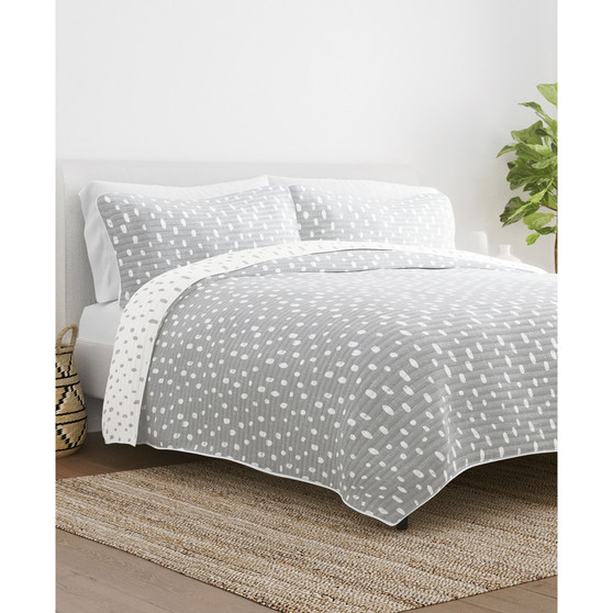 All Season 2 Piece Painted Dots Reversible Quilt Set, Twin/Twin XL