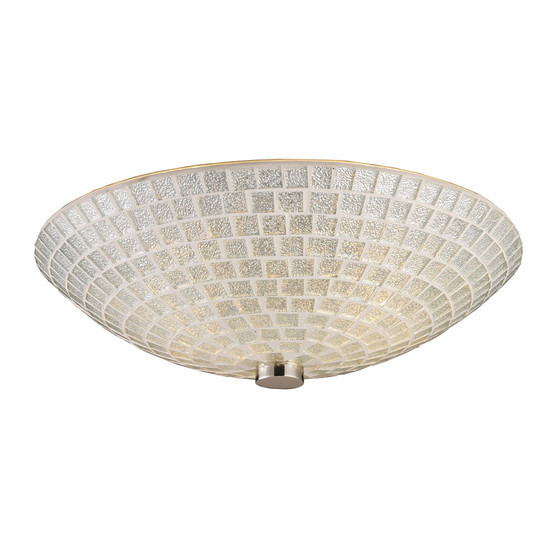 Fusion 2-Light Semi-Flush in Satin Nickel with Silver Mosaic Glass