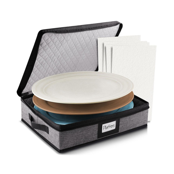 Hard Shell Fine China Platter Storage Case - Holds 4 Wide Platters