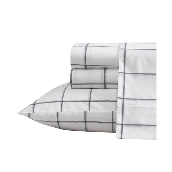 Plot Cotton Percale 3-Piece Sheet Set, Twin