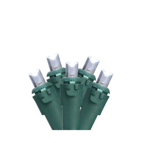 Set of 50 Pure White LED Wide Angle Christmas Lights - Green Wire