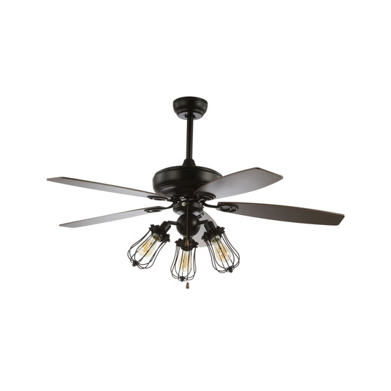 Lucas 52" Caged 3-Light, Wood Led Ceiling Fan