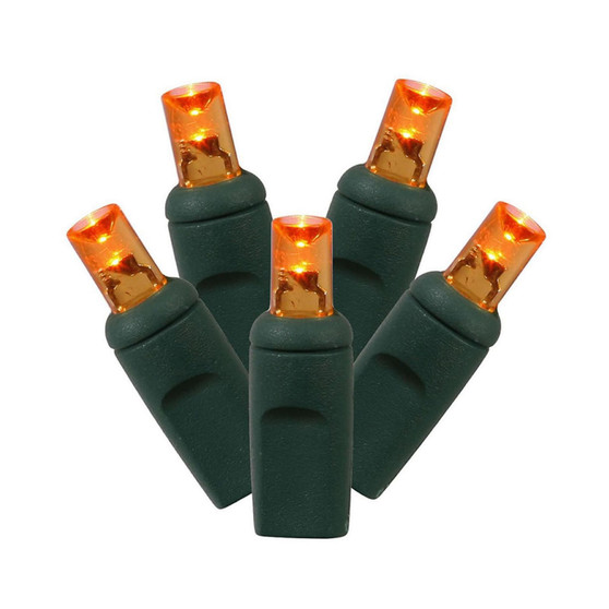 4' x 6' Orange LED Net Style Christmas Lights - Green Wire