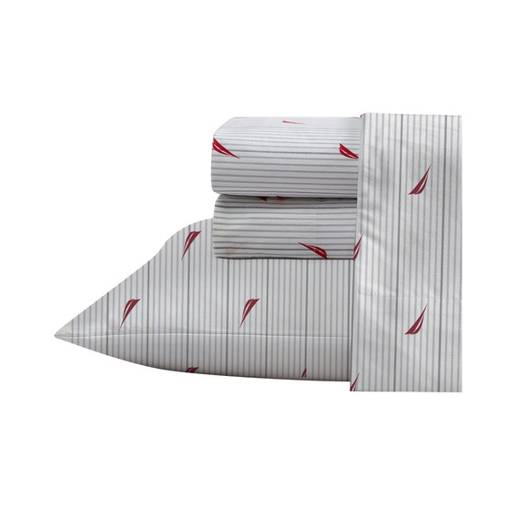 Audley Stripe Cotton Percale 3-Piece Sheet Set, Twin