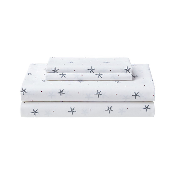 Star Spangled Coastal Cotton Percale 4-Piece Sheet Set, Full