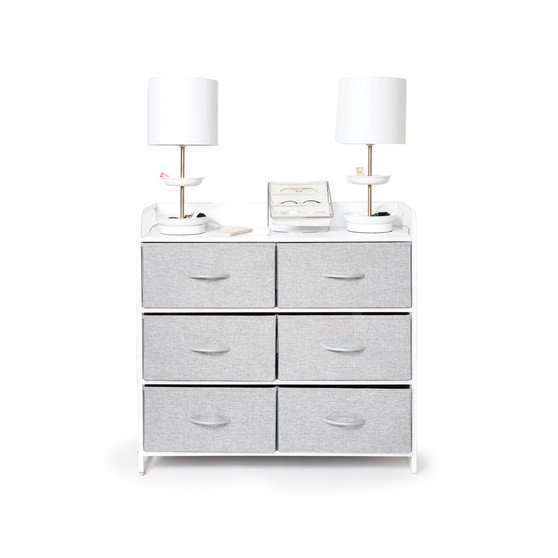 6-Drawer Charging Storage Unit, Features 2 USB Ports and 1 Outlet